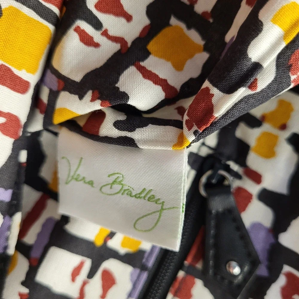 Vera Bradley Painted Feather Black Accents Tote Bag 16x15.5x4.5